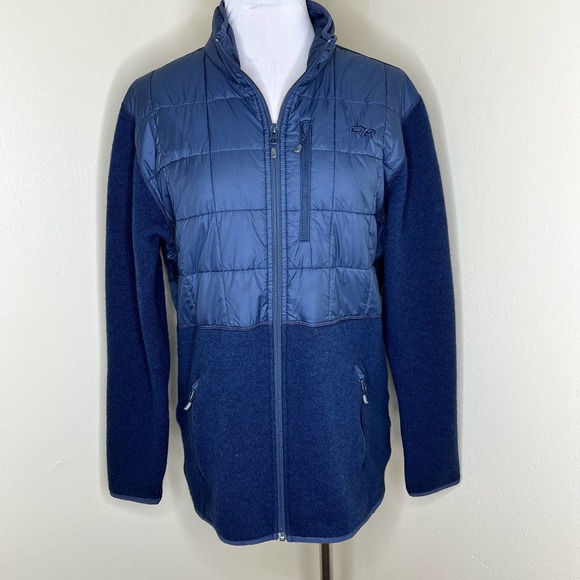 Outdoor Research Other - OR Outdoor Research Vashion Hybrid Jacket Mens LARGE Wool Blend Puffer Navy Blue